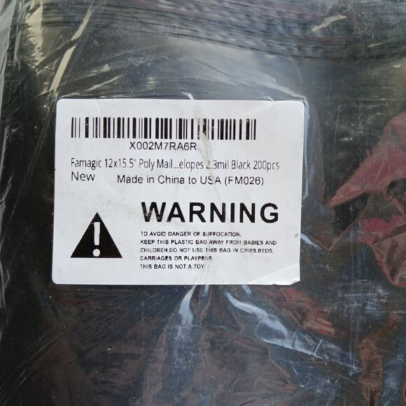 15 ct Black Poly Mailers 12" x 15.5" Shipping Bags Self Seal Waterproof 2.3mil - Picture 3 of 3